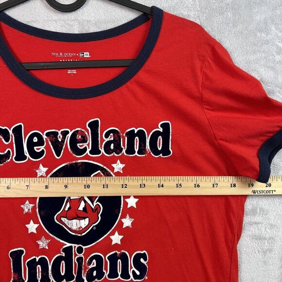 Cleveland Indians Chief Wahoo Shirt Women's Large New Era Merch Red Blue Velvet - Picture 3 of 12